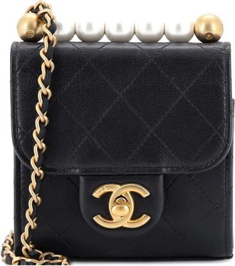 Chanel Chic Pearls Flap Clutch with Chain Quilted Goatskin Mini crossbody bag - women - Other - One Size - Black