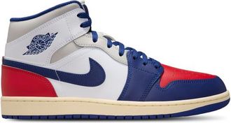 Nike Jordan Mens AJ 1 Mid - Basketball Shoes White/Deep Royal Blue/University Red Size 10.0