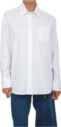 Etro Losvallend shirt met print op de rug - Dames - Overhemden - Wit - M - Katoen - Overhemden