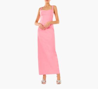 Monique Lhuillier Marina Faille Column Maxi Dress In Petal Pink