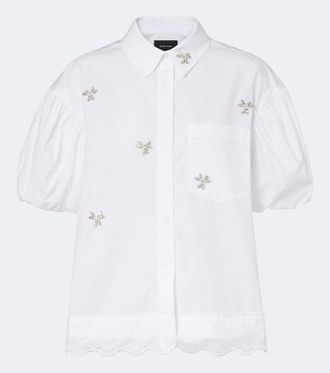 Simone Rocha Camicia in popeline di cotone con cristalli
