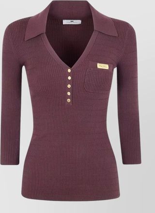 Elisabetta Franchi v neck sweater chest pocket collar