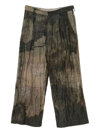 Ziggy Chen Pantaloni a gamba ampia con stampa - Marrone