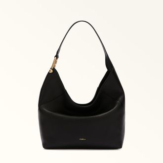 Furla Lara Borsa A Spalla M Nero Nero Pelle Di Vitello Granata Donna