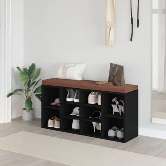 vidaXL Vidaxl - Banco Zapatero De Madera Contrachapada Negro 103x30x48 Cm