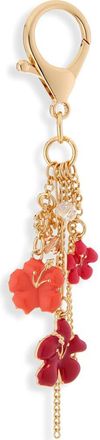 Leith Hibiscus Flower Beaded Bag Charm in Red Multi- Gold at Nordstrom Rack