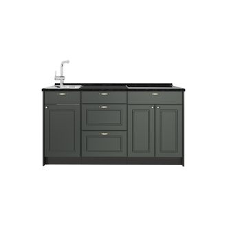 Vicco Bloque De Cocina Fame-line, Verde Dorado Casa De Campo, 150 Cm, Et Antracita, Vicco