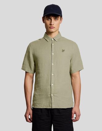 Lyle & Scott Lyle And Scott Mens Short Sleeve Linen Shirt - Tan - Size: 44/Regular