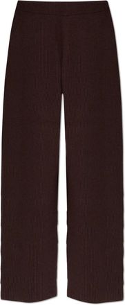 Sportmax Goloso Wolle Broek - Dames - Wijde Broeken - Bruin - S - Wol - Broeken