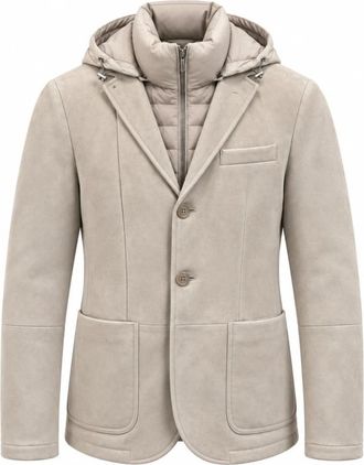 Moorer Giacca monopetto in camoscio - - Coats - Uomo - Beige - M