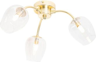 QAZQA Classic Ceiling Light Gold with Glass 3-Light - Elien