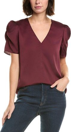 Frame Denim The V-Neck Puff Sleeve Blouse