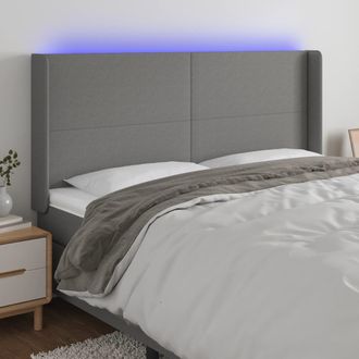 vidaXL Cabecero Con Led De Tela Gris Oscuro 203x16x118/128 Cm Vidaxl