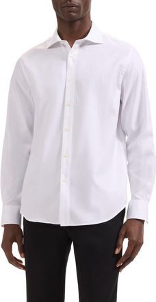 Bugatchi Axel Check Jacquard Cotton Button-Up Shirt in White at Nordstrom, Size Xxx-Large
