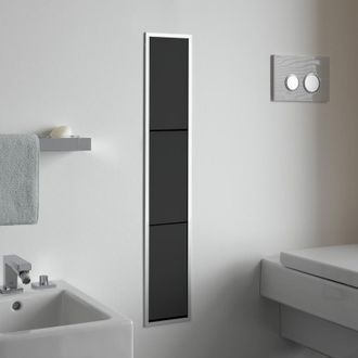 Emco M&oacute;dulo Emco Asis 150 Modelo De M&oacute;dulo Wc Empotrado, Compartimento Polivalente, Caja De Bolsas De Basura, Color: Aluminio/negro - 97602746527565