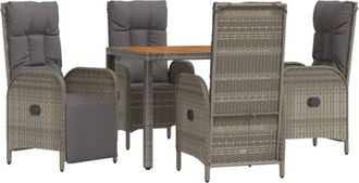 vidaXL Set Comedor De Jard&iacute;n 5 Piezas Con Cojines Rat&aacute;n Sint&eacute;tico Gris Vidaxl