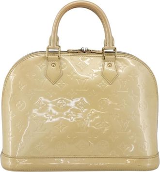 Louis Vuitton Alma Handbag Monogram Vernis Beige Patent_Leather Handbag (Pre-Owned)