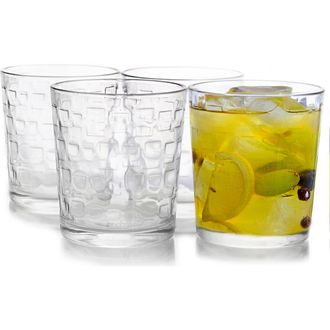Gibson Home Great Foundations 4-Piece 13 oz. Double Old Fashion Glass Set, Square Pattern in Clear at Nordstrom