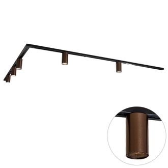 QAZQA Qazqa Moderno Sistema De Iluminaci&oacute;n De Riel Moderno Con 5 Focos De Bronce Oscuro Monof&aacute;sicos Gu10 50 Mm - Iconic Ruby Pl&aacute;stico /acero Adecuado Para L