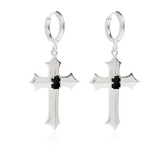 Misbhv Stone Cross Earrings - unisex - Oorbellen - Grijs - ONE Size - Leer - Accessoires