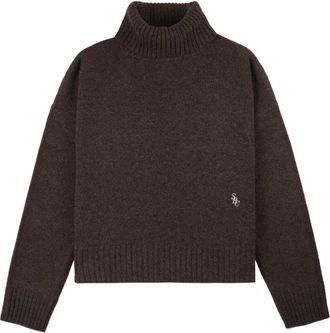 Sporty & Rich Maglione SRC a collo alto con logo - Marrone