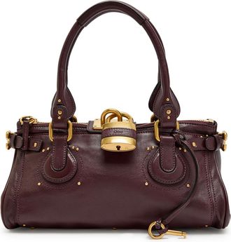 Chlo&eacute; Paddington Padlock Grained Leather Shoulder bag - Burgundy - One Size