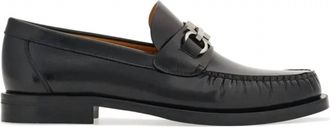 Ferragamo Mens Gancini Leather Loafers In Black