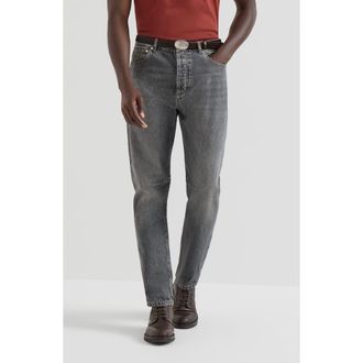 Brunello Cucinelli Greyscale denim leisure fit five-pocket trousers in Medium Grey at Nordstrom, Size 48