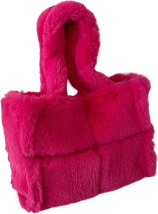 Generic Womens Plush Bags Winter Soft Plush Shoulder Bag Fluffy Bags For Women Warm Handbags And Purses Large Shopper(Rose red)