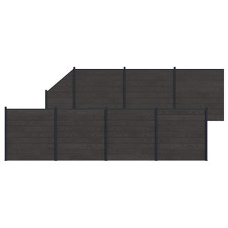 vidaXL Panel De Valla 8 Pcs Wpc Y Aluminio Negro Vidaxl