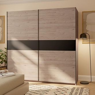 Dmora Armario 2 Puertas Nalika, Ropero Dormitorio 2 Estantes, Perchero, 2 Puertas, 200x204h Cm Marr&oacute;n Roble