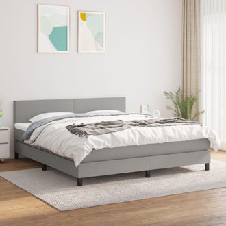 vidaXL Cama Box Spring Con Colch&oacute;n Tela Gris Claro 160x200 Cm Vidaxl