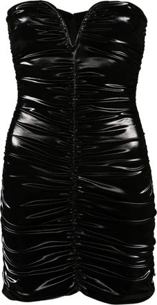 Nissa ruched faux-leather minidress - women - Polyester/Viscose/Polyamide/Spandex/Elastane/Spandex/Elastane - 36 - Black