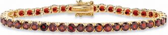 Palm Beach Jewelry 12.90 TCW Round Genuine Red Garnet Yellow Gold-Plated Tennis Bracelet 7.25