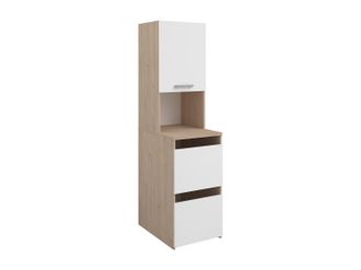 Vente-Unique Mueble de ba&ntilde;o con armarios y estantes - Natural claro y blanco - L47 x Alt. 184 cm - ERKANO