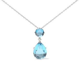 House of Brilliance 18K Gold Diamond Accent Topaz and Topaz Drop Pendant Necklace in White at Nordstrom
