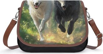 Generic Running Wolf Womens Crossbody Bag Fashion Shoulder Handbags Message Tote Bag with Adjustable Strap