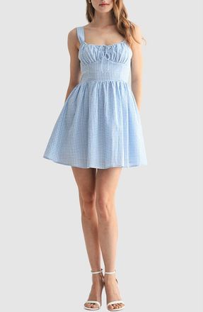 All in Favor Gingham Minidress in Blue Gingham at Nordstrom, Size X-Large
