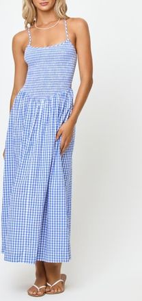 L*Space Misha Smocked Bodice Cover-Up Cotton Maxi Dress in Morning Gingham at Nordstrom, Size X-Small
