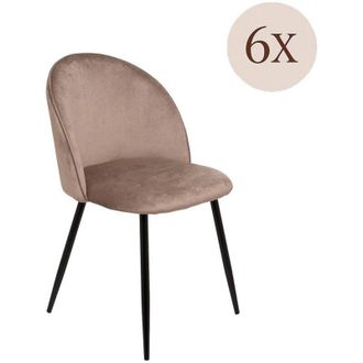 Dmora Conjunto De 6 Sillas Achito, Sill&oacute;n Tapizado En Terciopelo, Silla De Comedor Tapizada, Silla De Reuni&oacute;n, 51x54h82 Cm, T&oacute;rtola