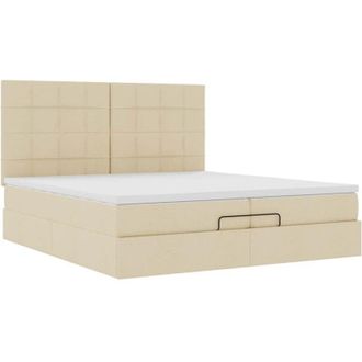 vidaXL Estructura De Cama Otomana Con Colchones Tela Crema 200x200cm Vidaxl