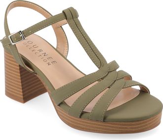 Journee Collection Womens Alyce Faux Leather Platform Sandals