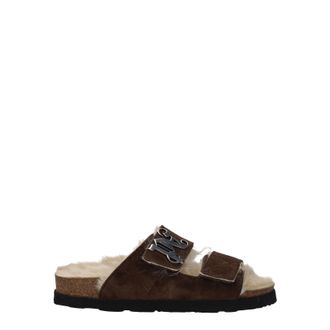 Palm Angels Damens Wildlederbraune Clogs und Pantoletten