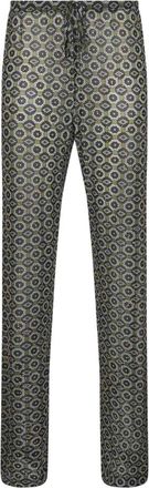 Dries Van Noten Groene Mesh Broek met Stropdasprint - Dames - Slim Fit Broeken - Groen - L - Nylon - Broeken