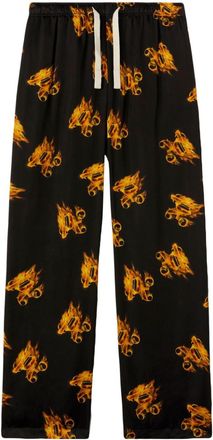 Palm Angels Burning monogram-embroidered track pants - men - Viscose - 50 - Black