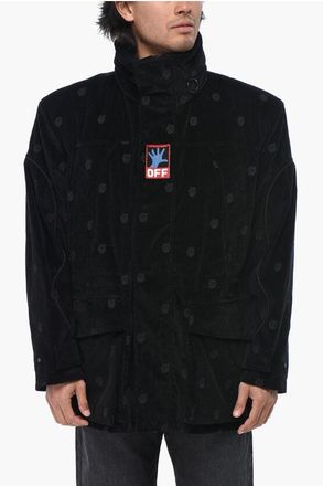 Off-white Velour Jacket HANDS OFF with All-Over Embroidery size M
