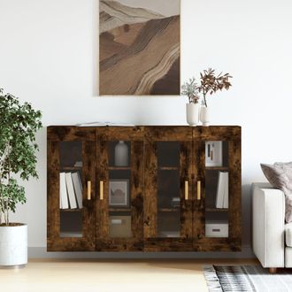 vidaXL Vidaxl - Armarios De Pared 2 Uds Madera De Ingenier&iacute;a Roble Ahumado