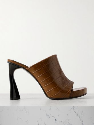 Stella McCartney Mule Lucide Effetto Coccodrillo Elsa - Marrone