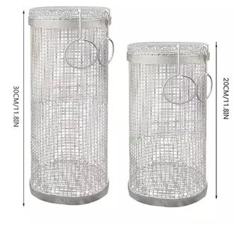 OEM Juego De 2 Cestas De Acero Inoxidable Con Ruedas Para Barbacoas Y Parrillas Al Aire Libre + 2 Cepillos