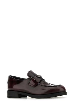Prada Womens Grape Leather Loafers Cordovan Vitello Mocassini
